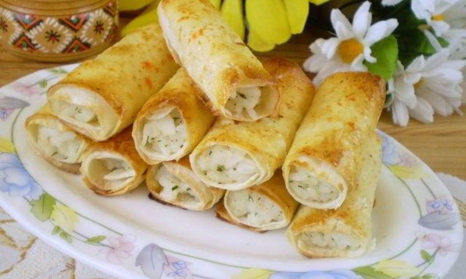 Рецепт трубочек из лаваша, запеченные в духовке