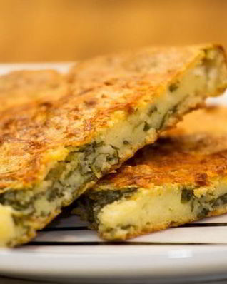 Творожная лепешка с полентой