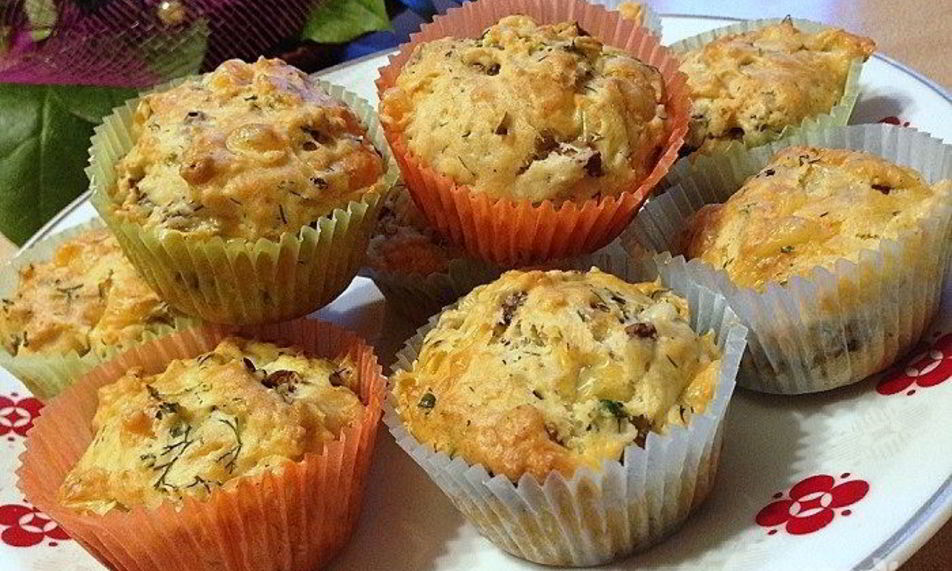 Рецепт грибных маффинов с сыром и зеленью