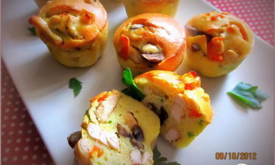 Рецепт маффинов с курицей и грибами