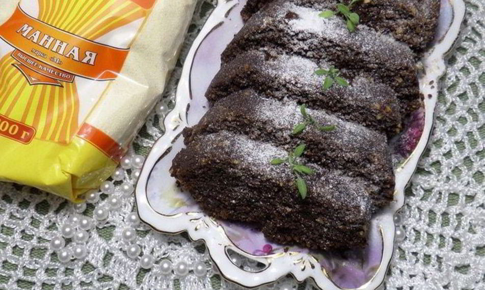 Рецепт постного шоколадного манника с миндалем