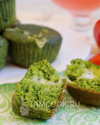 Зеленые мини-манники с сыром в мультиварке