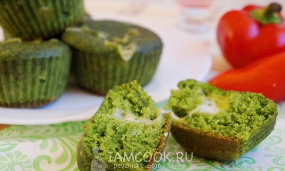 Рецепт зеленых мини-манников с сыром в мультиварке
