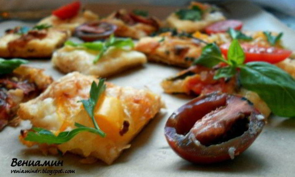 Рецепт мини-выпечки с овощами и маринованным сыром