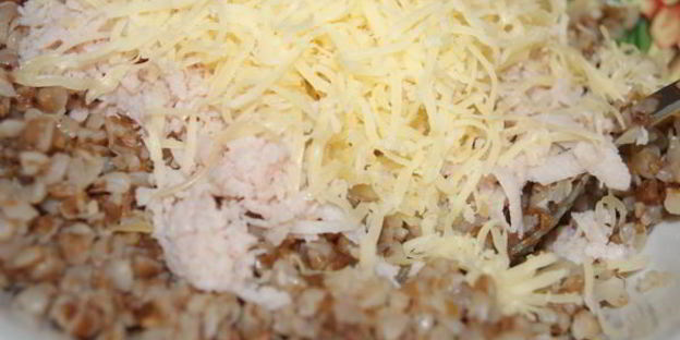 гречневые оладушки с ветчиной и сыром