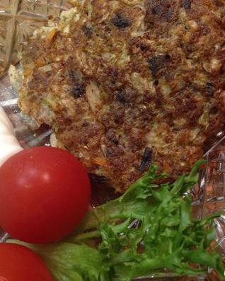 Капустно-грибные оладьи с отрубями