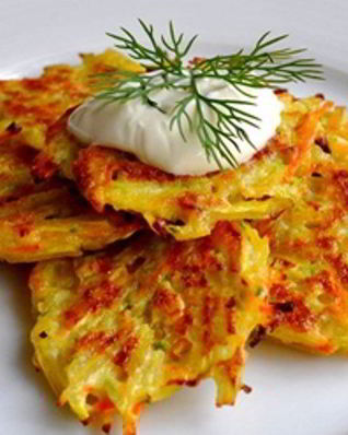 Картофельные оладьи лорики с грибами и яйцом