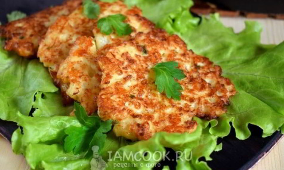 Рецепт оладий из цветной капусты с сыром