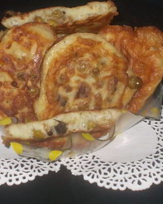 Оладьи с зеленым горошком и шампиньонами