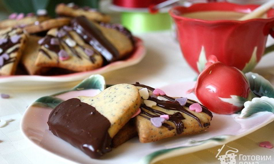 Рецепт печенья-сердечек с маком и марципаном