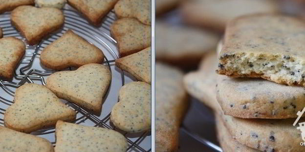 печенье-сердечки с маком и марципаном