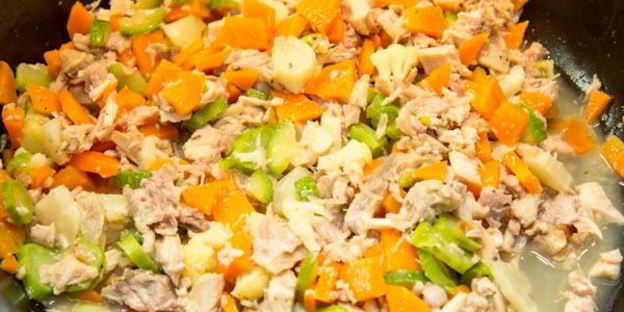 картофельный киш с овощами и мясом