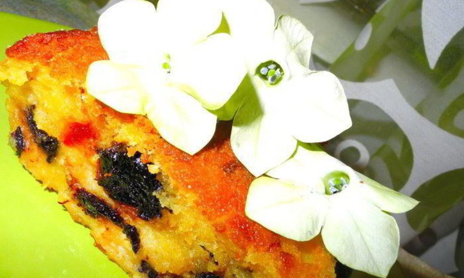 Рецепт кукурузна-творожного пудинг-пирог с сухофруктами