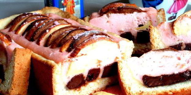 песочный пирог с фруктами в творожном муссе