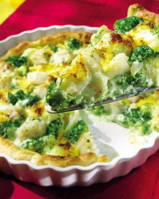 Пирог из цветной капусты и брокколи с треской