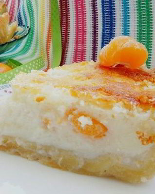 Пирог с мандаринами и йогуртовой заливкой на рубленом тесте