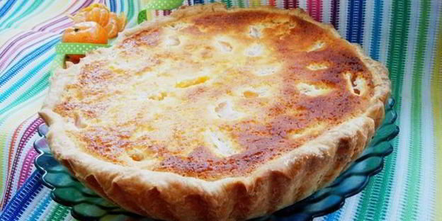 пирог с мандаринами и йогуртовой заливкой на рубленом тесте