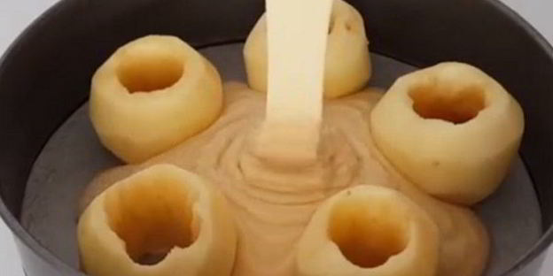 пирог с яблоками и кремом