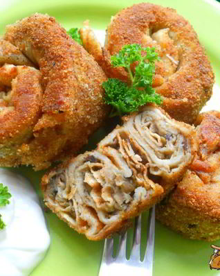 Блинчатые пирожки с грибами Улитки
