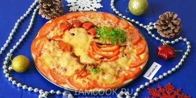 новогодняя пицца петушок