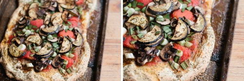 Пицца с баклажанами и грибами