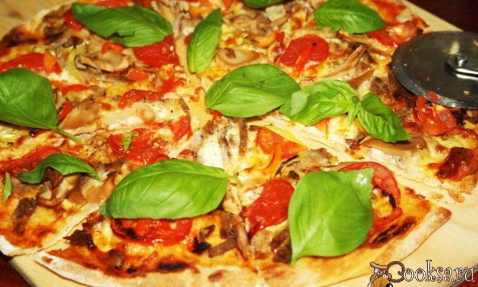 Рецепт пиццы с грибами и домашней ветчиной