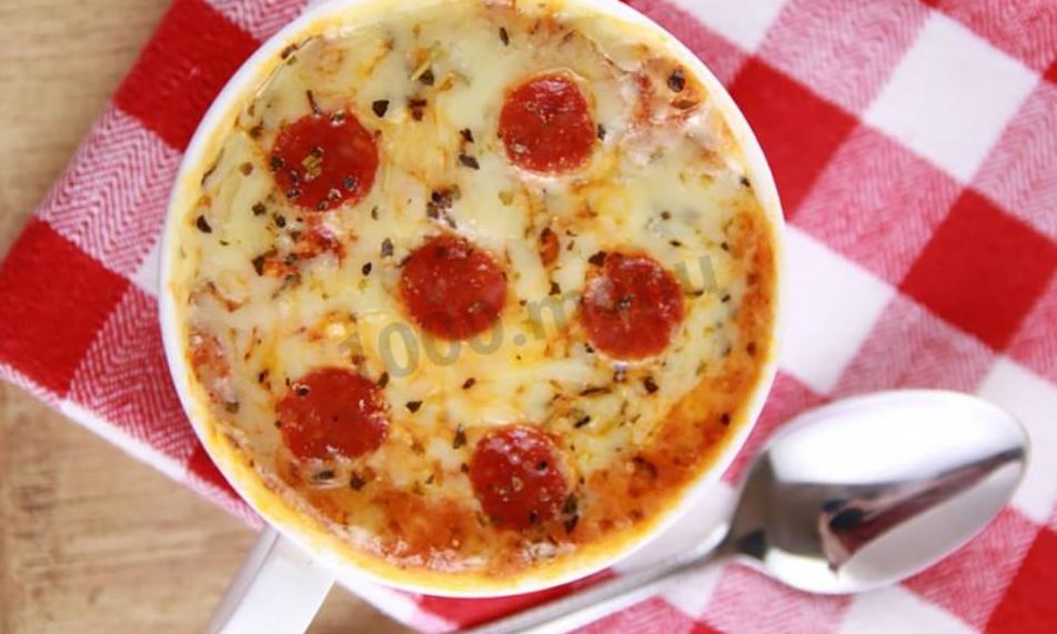 Рецепт пиццы в кружке в микроволновке