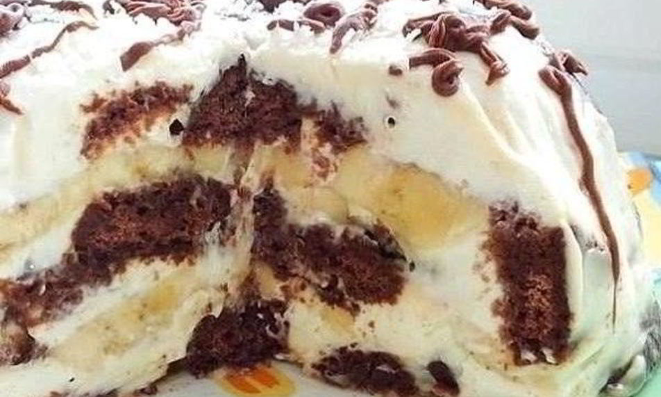 Рецепт сметанника с бананами из пряников без запекания