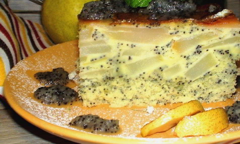 Рецепт маковой — грушевой шарлотки с ванильно-грушевым вареньем