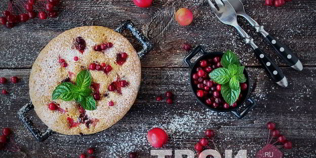 шарлотка с брусникой