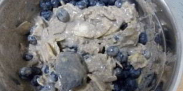 шарлотка с черникой и яблоками