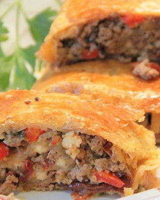 Мясной штрудель в духовке