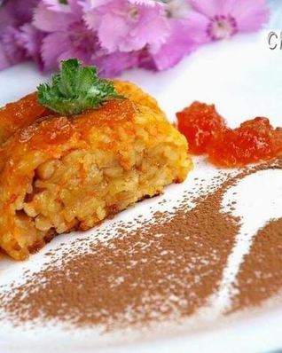 Рисовый штрудель с томатно-яблочным джемом