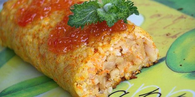 рисовый штрудель с томатно-яблочным джемом