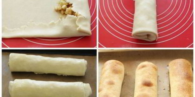 штрудель из творожного теста с яблоками и клюквой