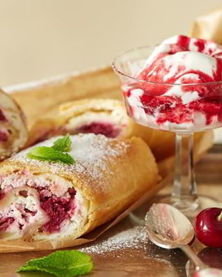 Штрудель с творогом и черешней