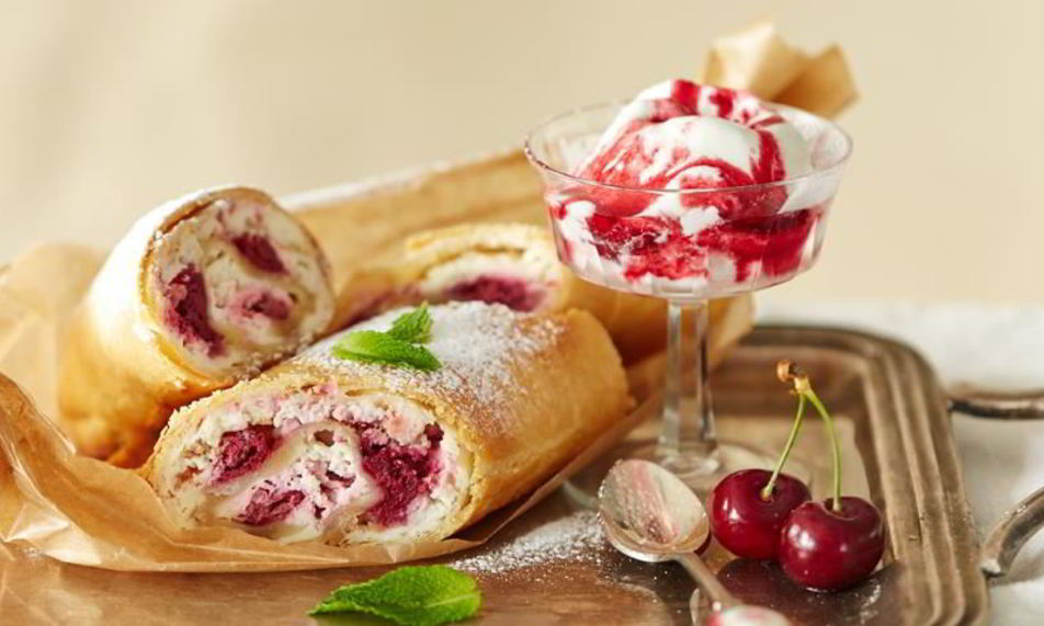 Рецепт штруделя с творогом и черешней
