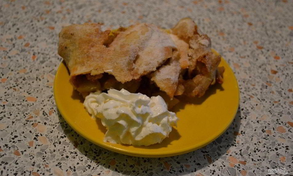 Рецепт яблочного штруделя из бездрожжевого теста