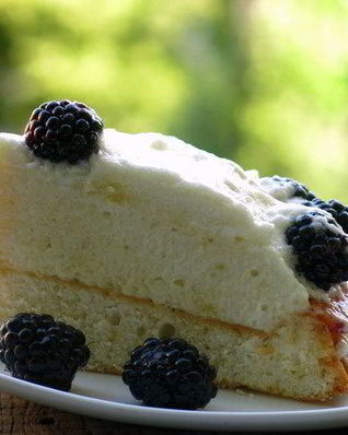 Бисквитный торт с ежевикой и мятным кремом шибуст