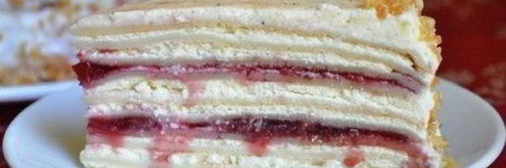 Блинный торт с творожно-вишневым кремом