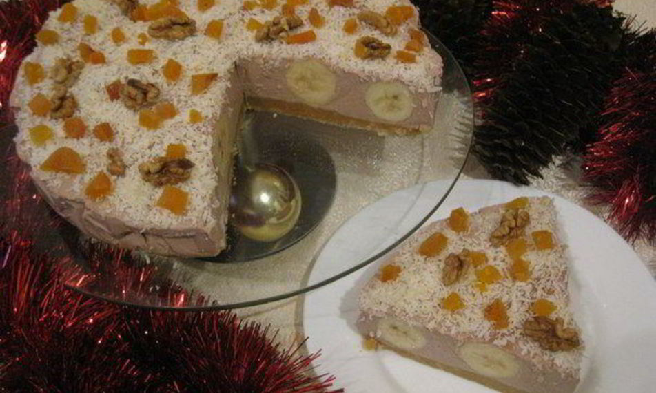 Рецепт шоколадна-сливочного торт с бананами