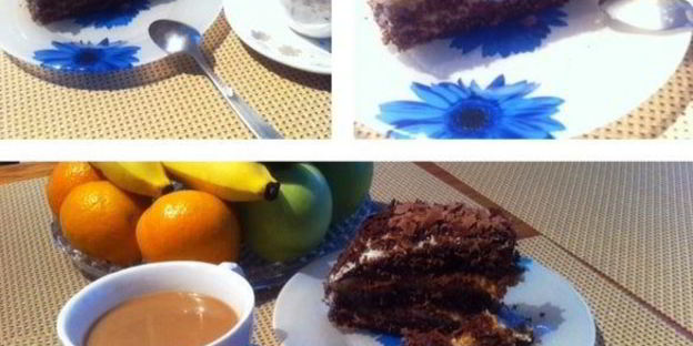 шоколадный торт с маракуйей и безе