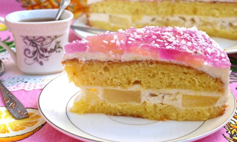 Рецепт торта с ананасами консервированными