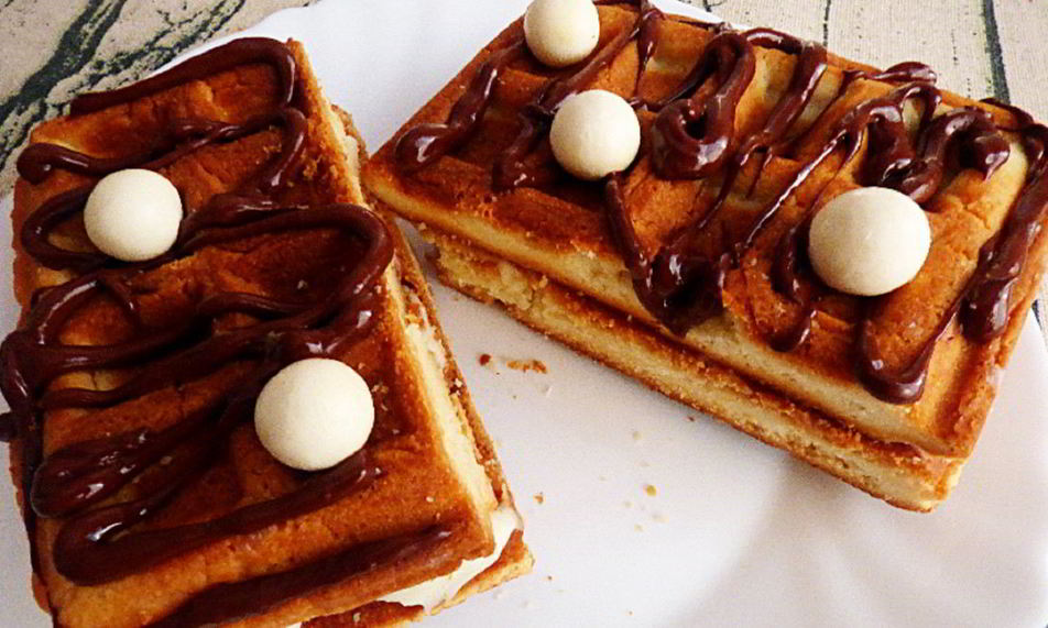 Рецепт песочных вафель с творожным кремом