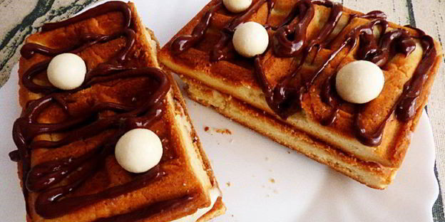 песочные вафли с творожным кремом