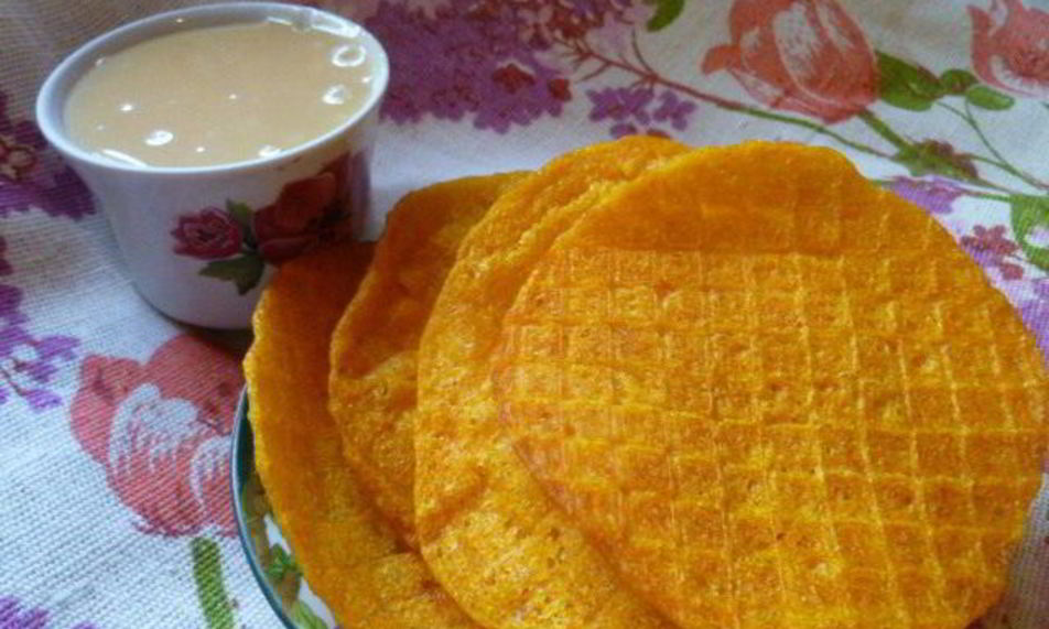 Рецепт тыквенных тонких вафель с домашней сгущенкой