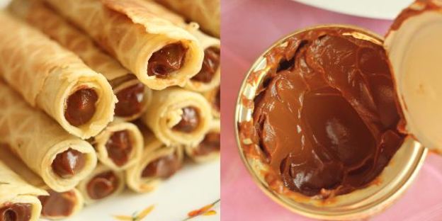 вафельные трубочки с вареным сгущенным молоком