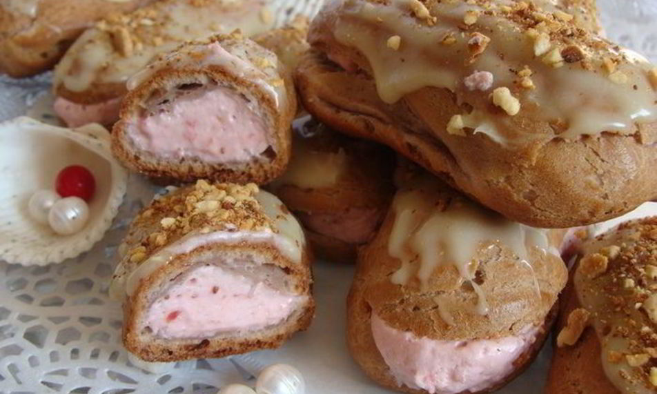 Рецепт эклеров клубника со сливками