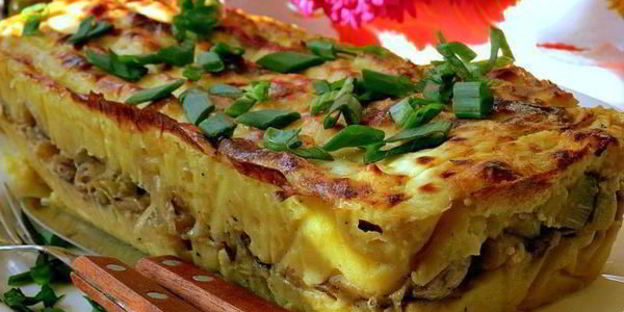 картофельная запеканка с грибами