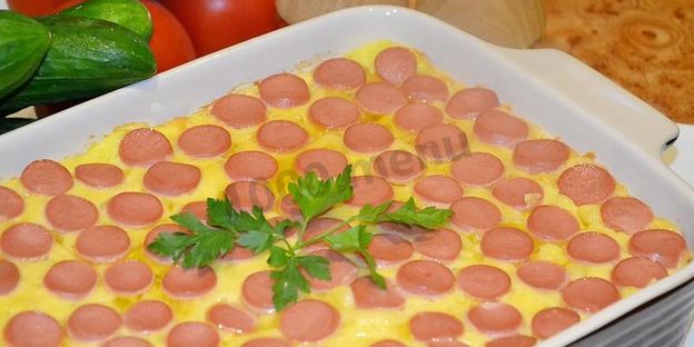 картофельная запеканка с сосисками и сыром в духовке любимая